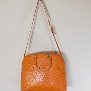 Andalossi Handbag Orange Shoulderbag Leather Top Zipper Many Inside Compartments